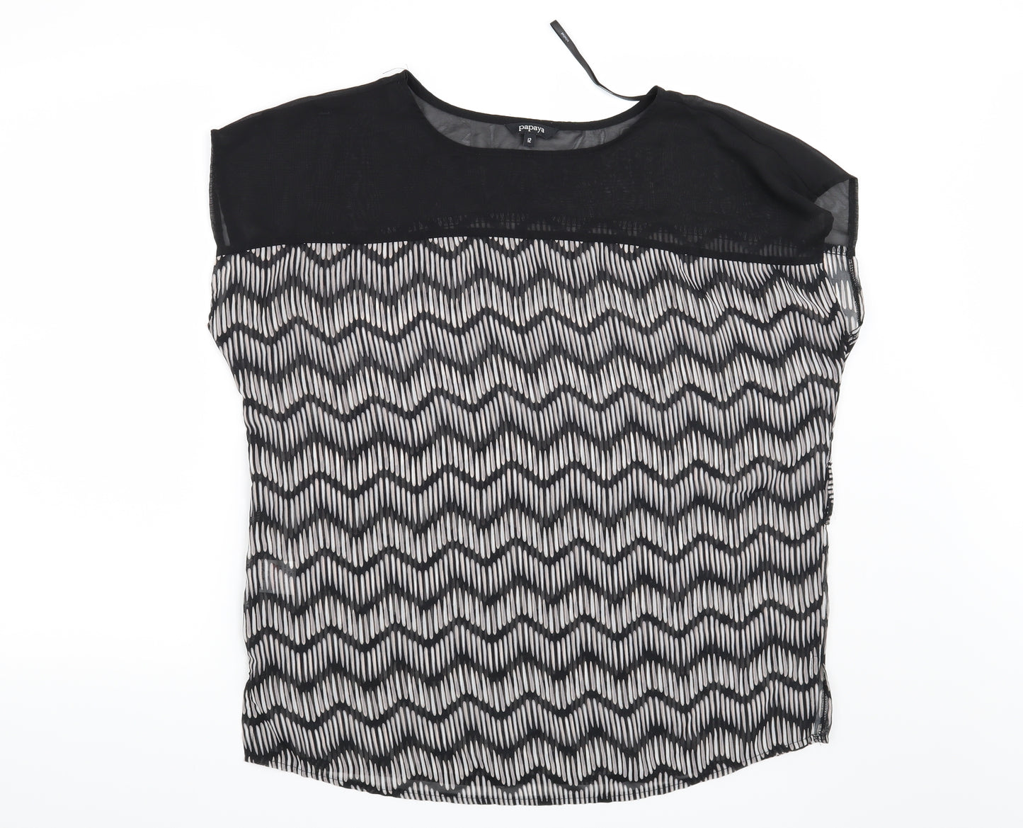Papaya Womens Black Geometric  Basic Blouse Size 12