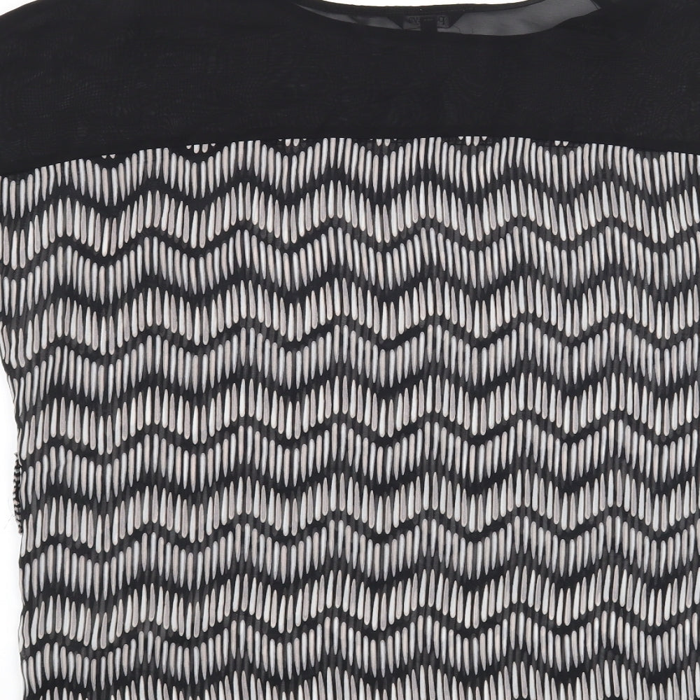 Papaya Womens Black Geometric  Basic Blouse Size 12