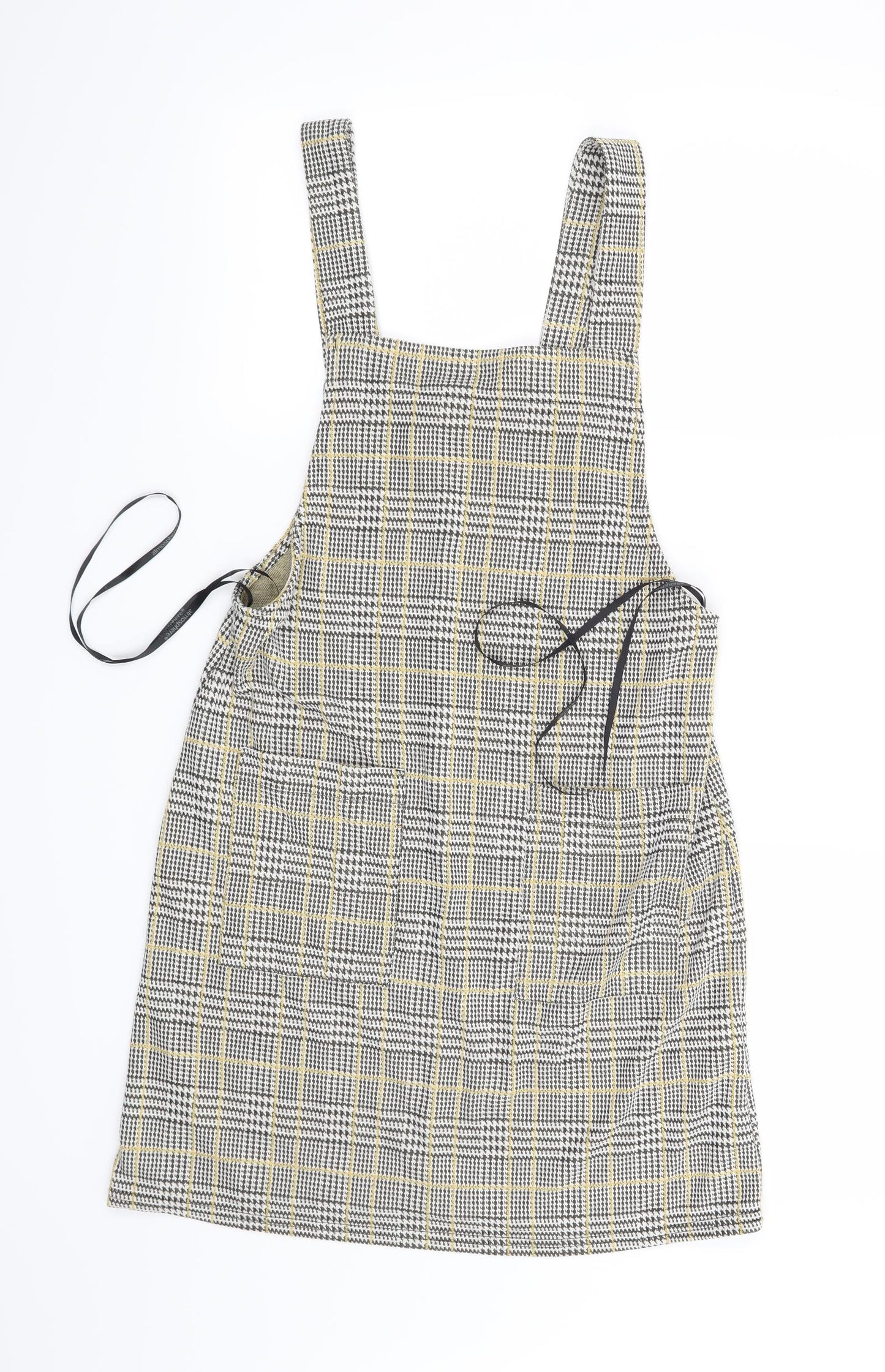 Primark Womens Black Houndstooth  Pinafore/Dungaree Dress  Size 8