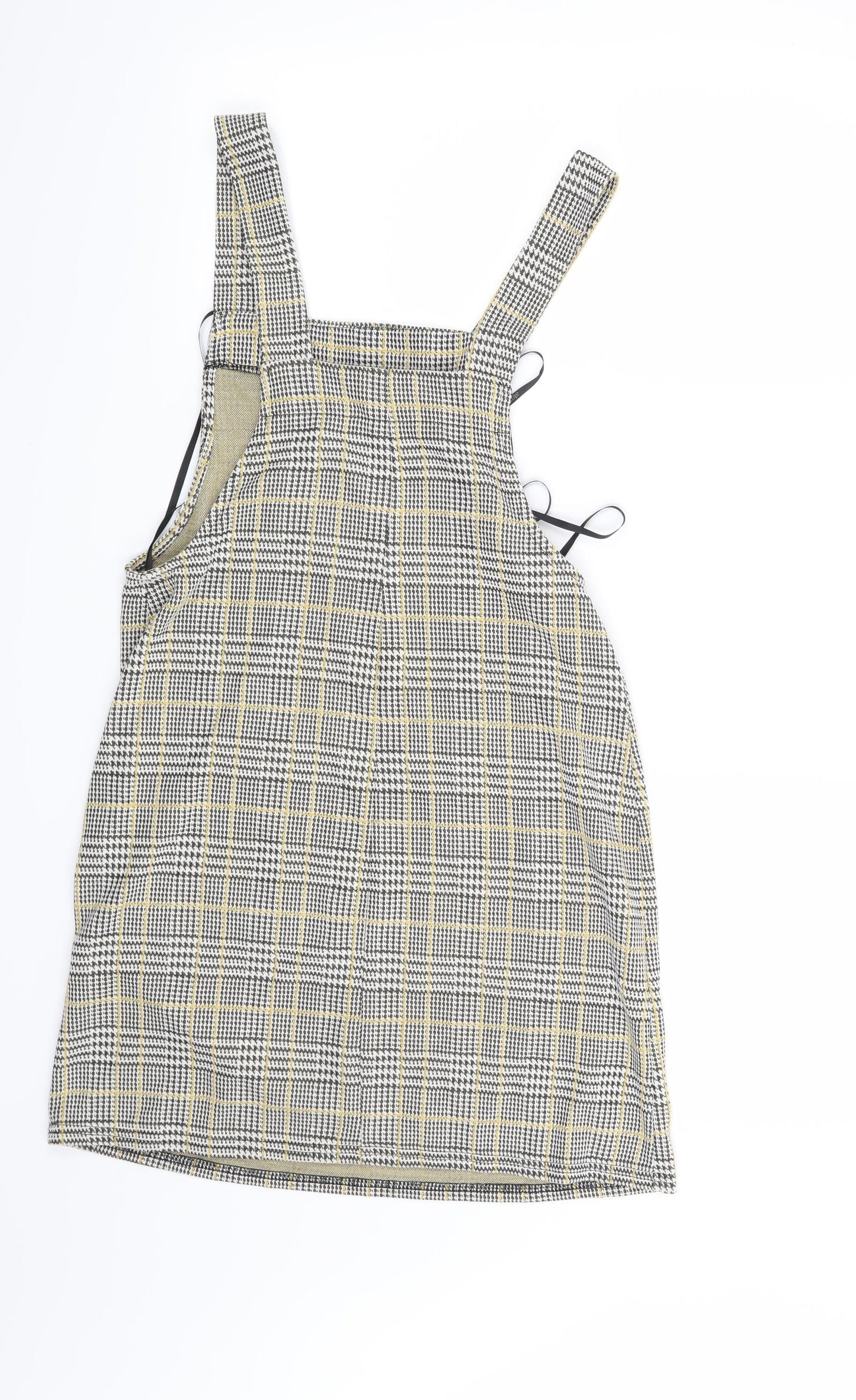 Primark Womens Black Houndstooth  Pinafore/Dungaree Dress  Size 8