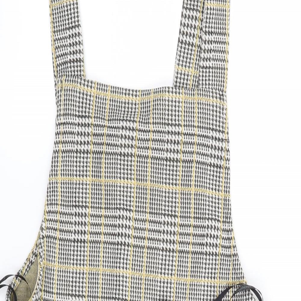 Primark Womens Black Houndstooth  Pinafore/Dungaree Dress  Size 8