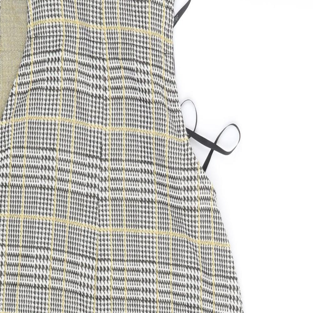 Primark Womens Black Houndstooth  Pinafore/Dungaree Dress  Size 8