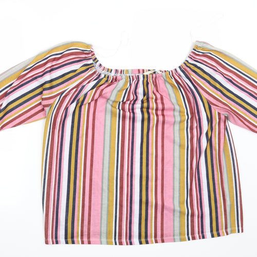 George Womens Pink Striped  Basic Blouse Size 16