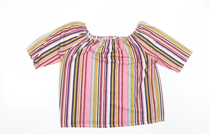 George Womens Pink Striped  Basic Blouse Size 16
