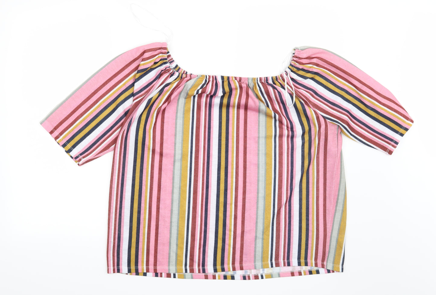 George Womens Pink Striped  Basic Blouse Size 16