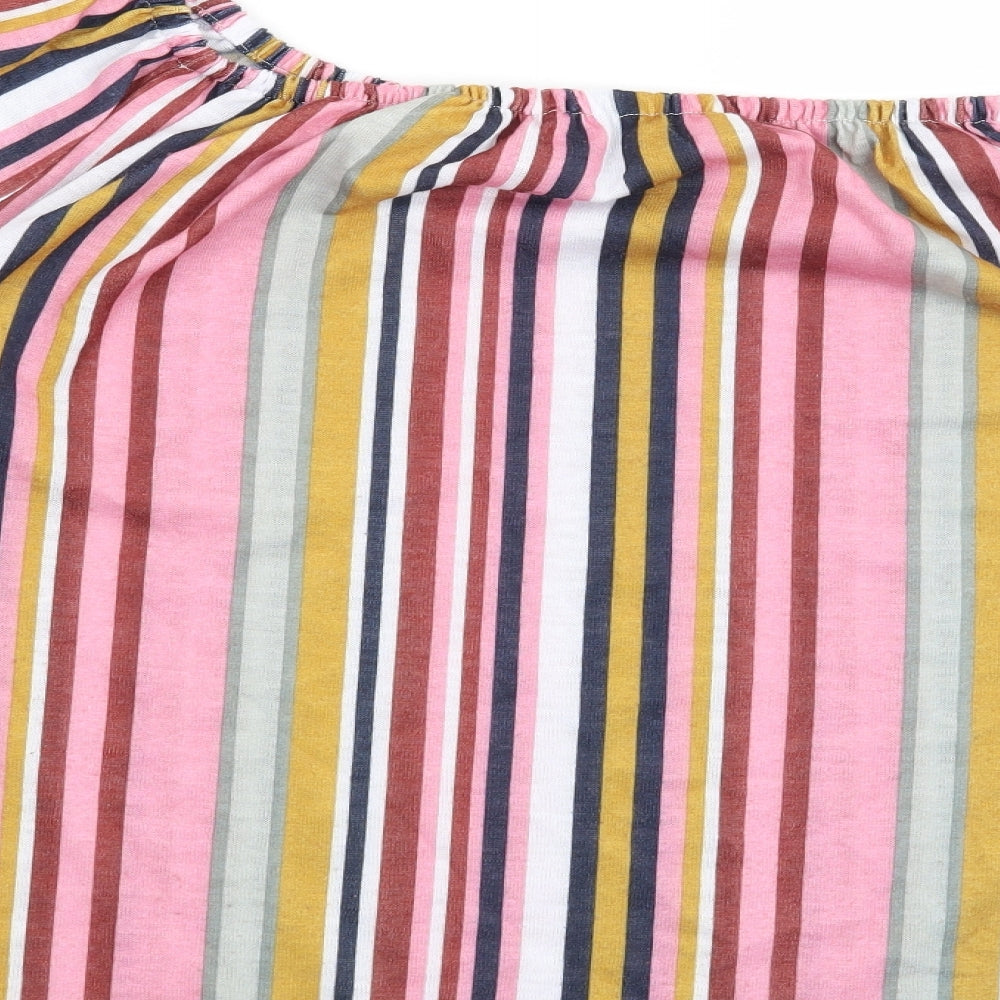 George Womens Pink Striped  Basic Blouse Size 16
