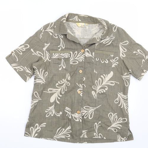 Alice Collins Womens Green Floral  Basic Blouse Size 12