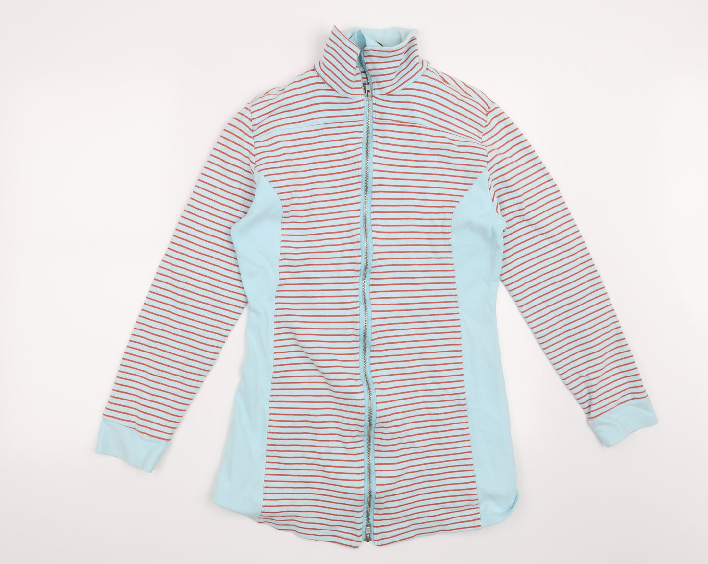 Jumping Ships Womens Blue Striped  Full Zip Sweatshirt Size 12
