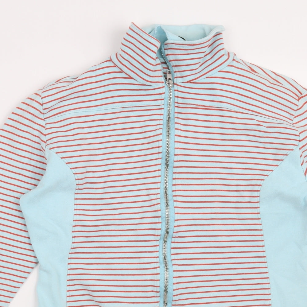 Jumping Ships Womens Blue Striped  Full Zip Sweatshirt Size 12