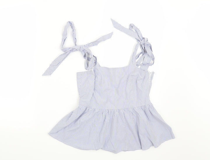 H&M Womens Blue Striped  Basic Blouse Size 8