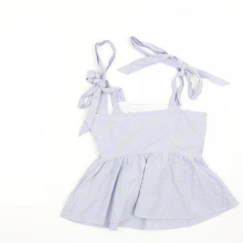 H&M Womens Blue Striped  Basic Blouse Size 8