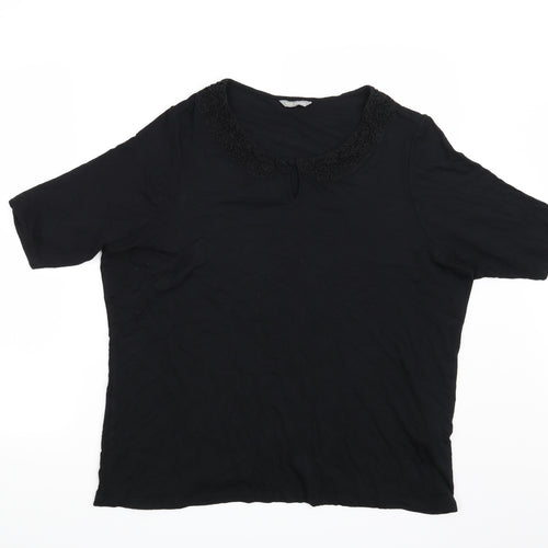 Marks and Spencer Womens Black Floral  Basic T-Shirt Size 22