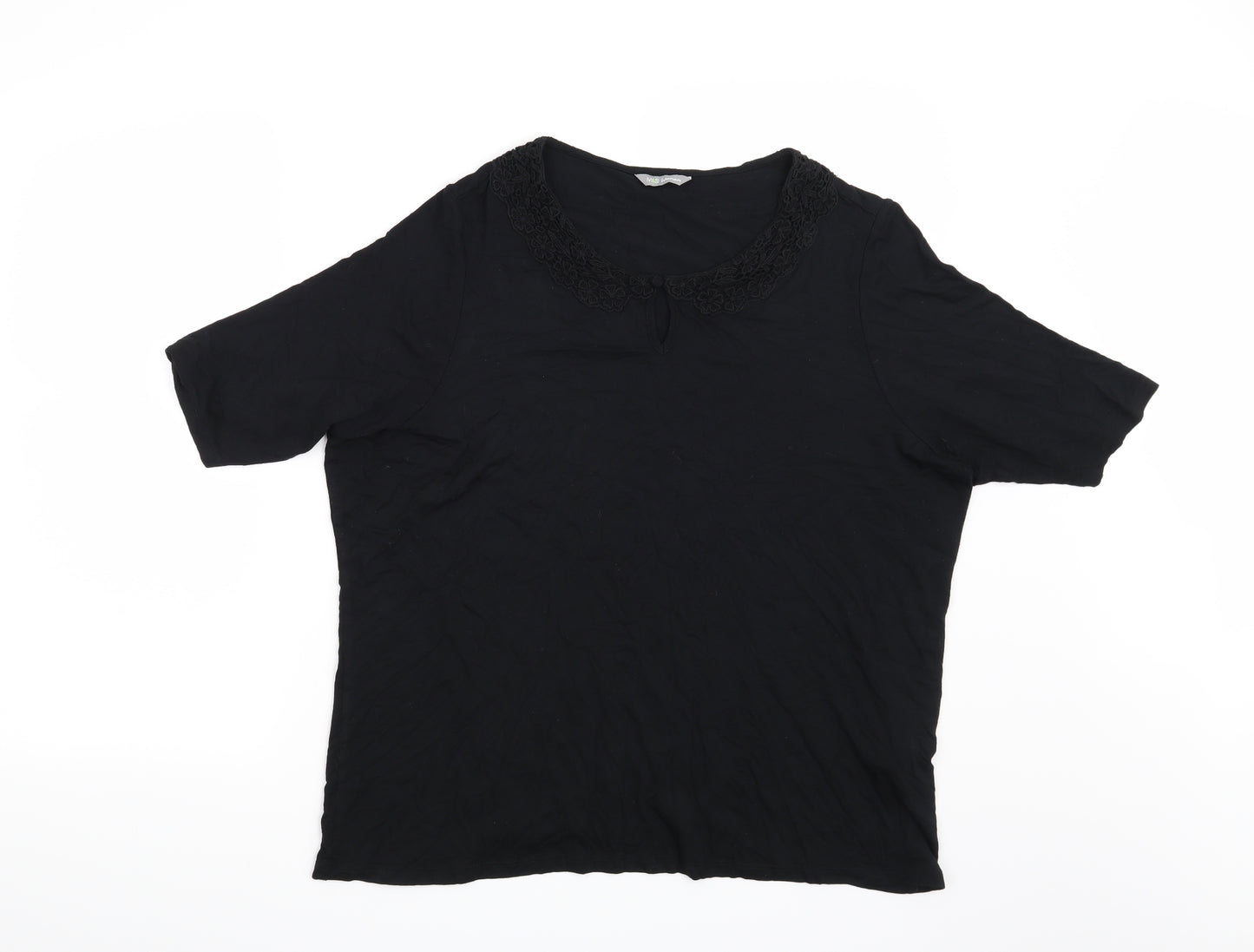 Marks and Spencer Womens Black Floral  Basic T-Shirt Size 22