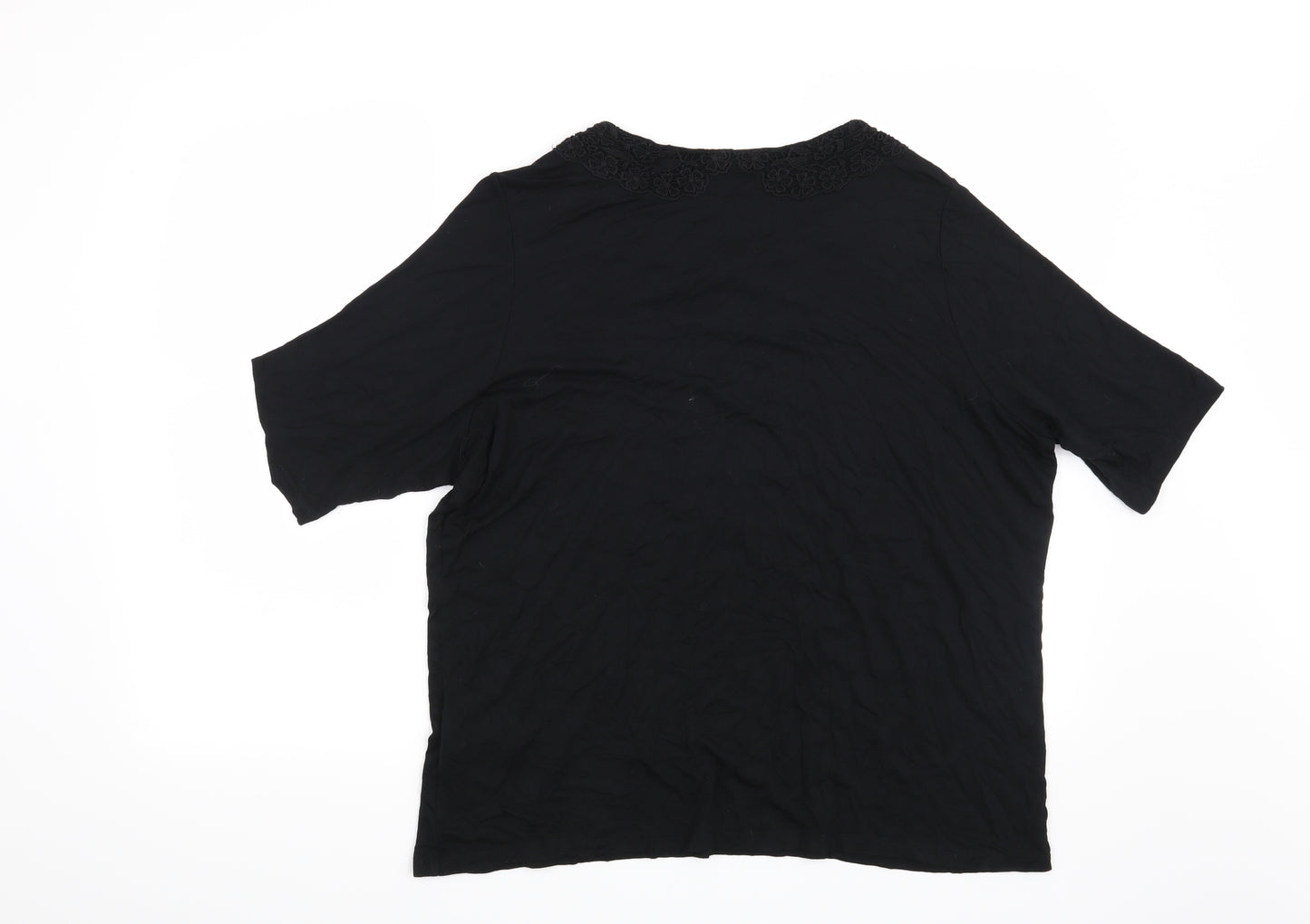 Marks and Spencer Womens Black Floral  Basic T-Shirt Size 22