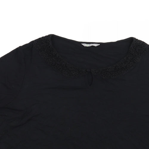 Marks and Spencer Womens Black Floral  Basic T-Shirt Size 22