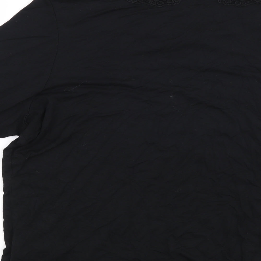 Marks and Spencer Womens Black Floral  Basic T-Shirt Size 22