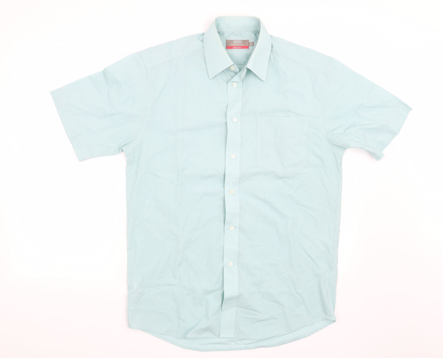Marks and Spencer Mens Green    Button-Up Size 14.5