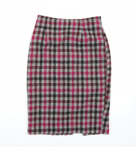 Front view of Next women’s purple check straight & pencil, size UK 6