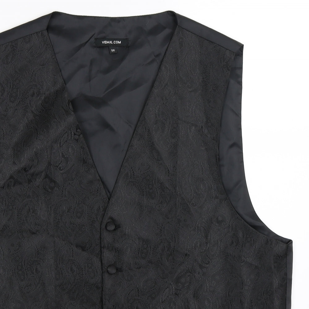 vidaXL Mens Black   Jacket Suit Waistcoat Size 46