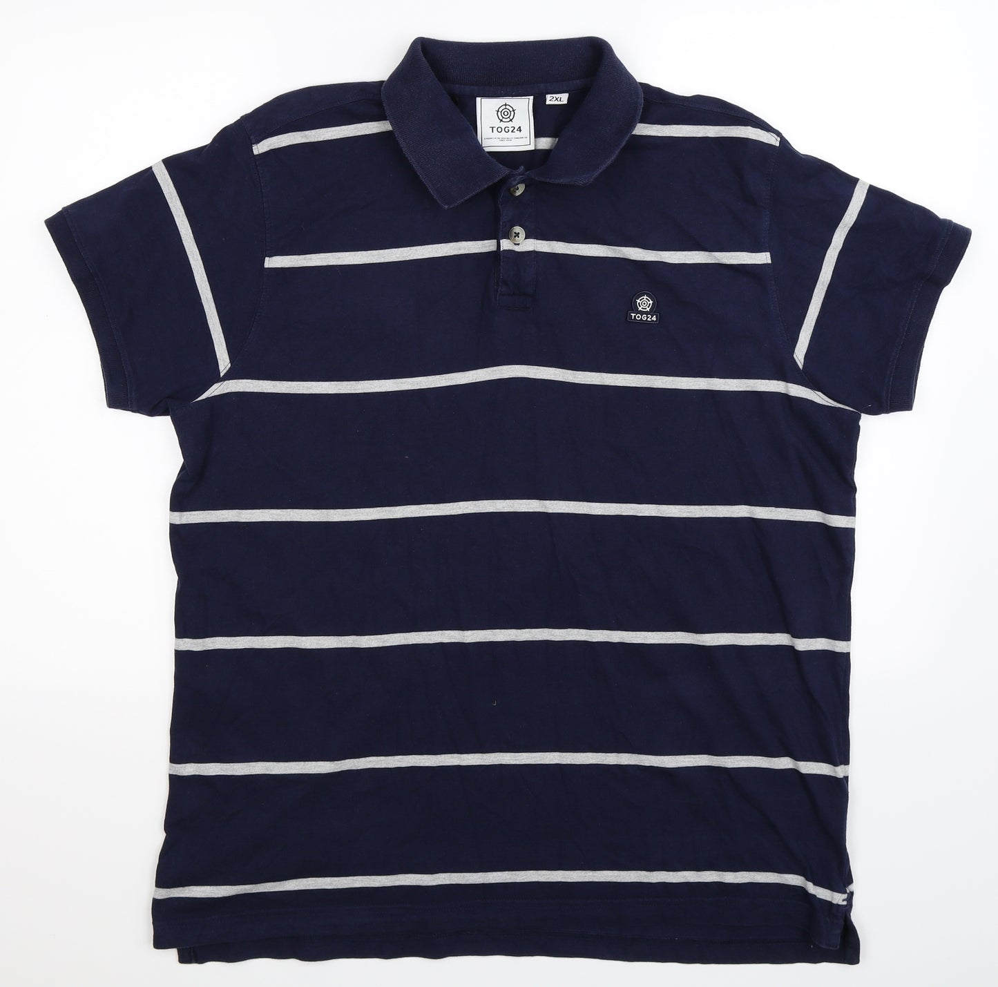 TOG 24 Mens Blue Striped   Polo Size 2XL