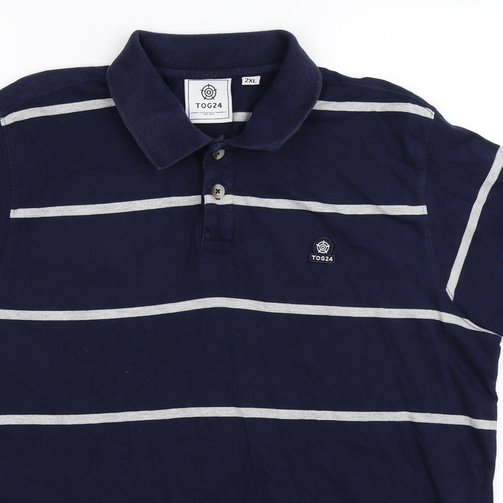 TOG 24 Mens Blue Striped   Polo Size 2XL