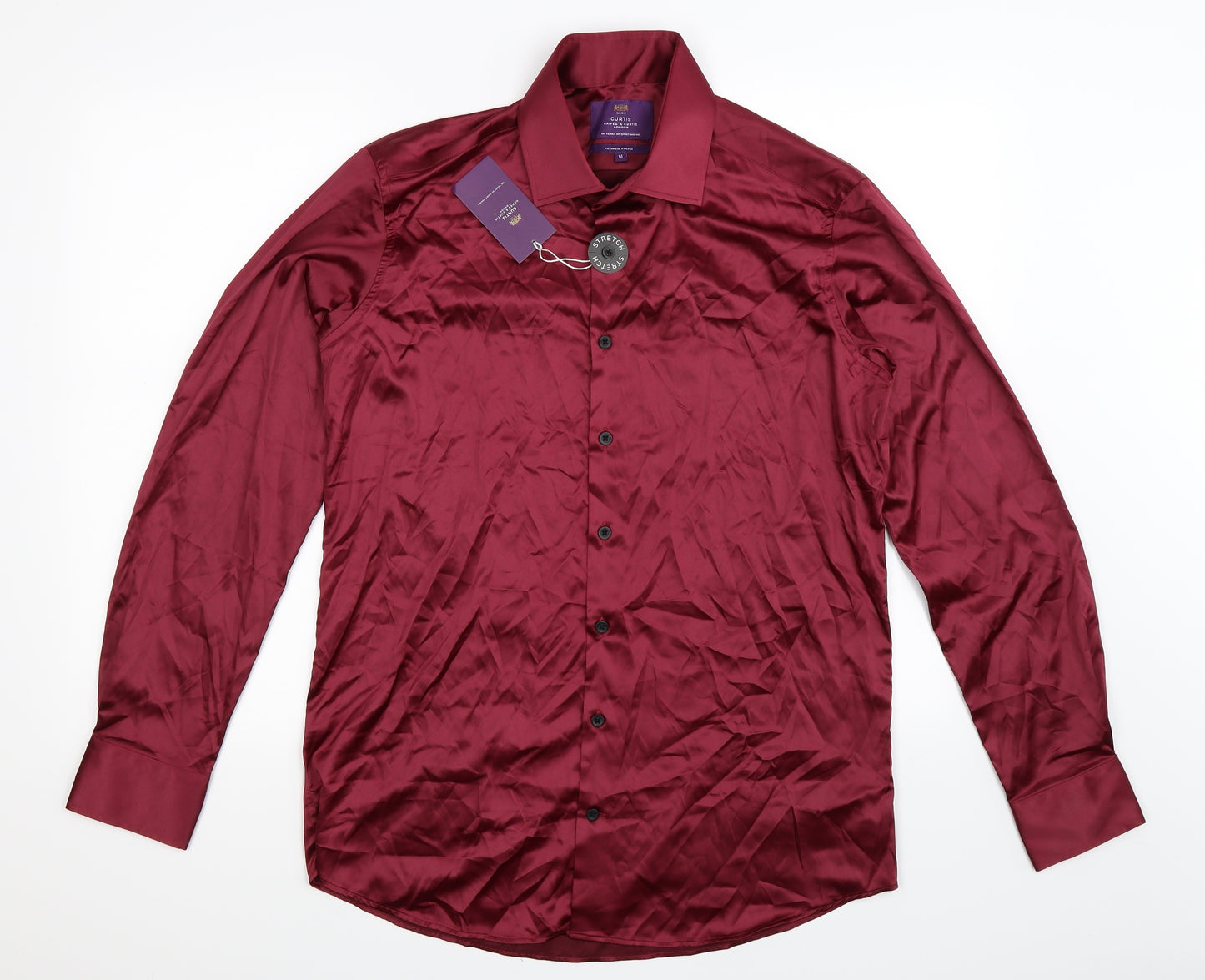 Hawes & Curtis Mens Brown  Satin  Button-Up Size M