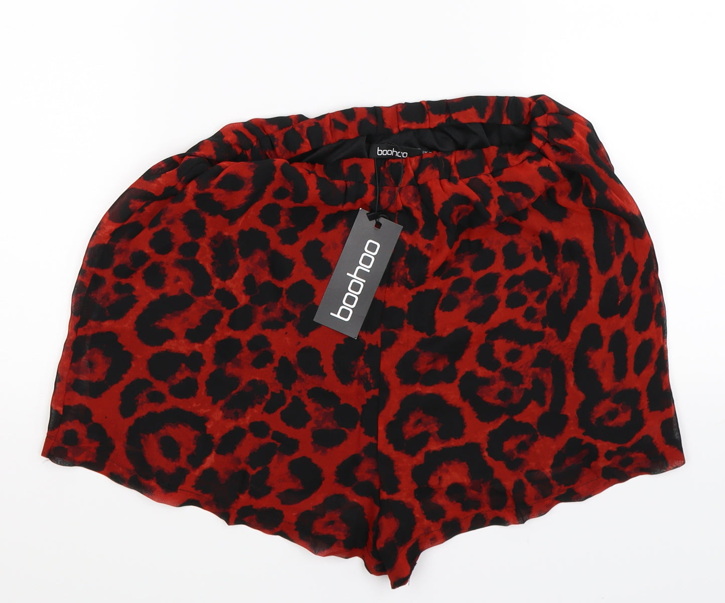 Boohoo Womens Multicoloured Animal Print Satin Hot Pants Shorts Size 10