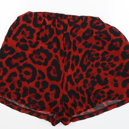 Boohoo Womens Multicoloured Animal Print Satin Hot Pants Shorts Size 10