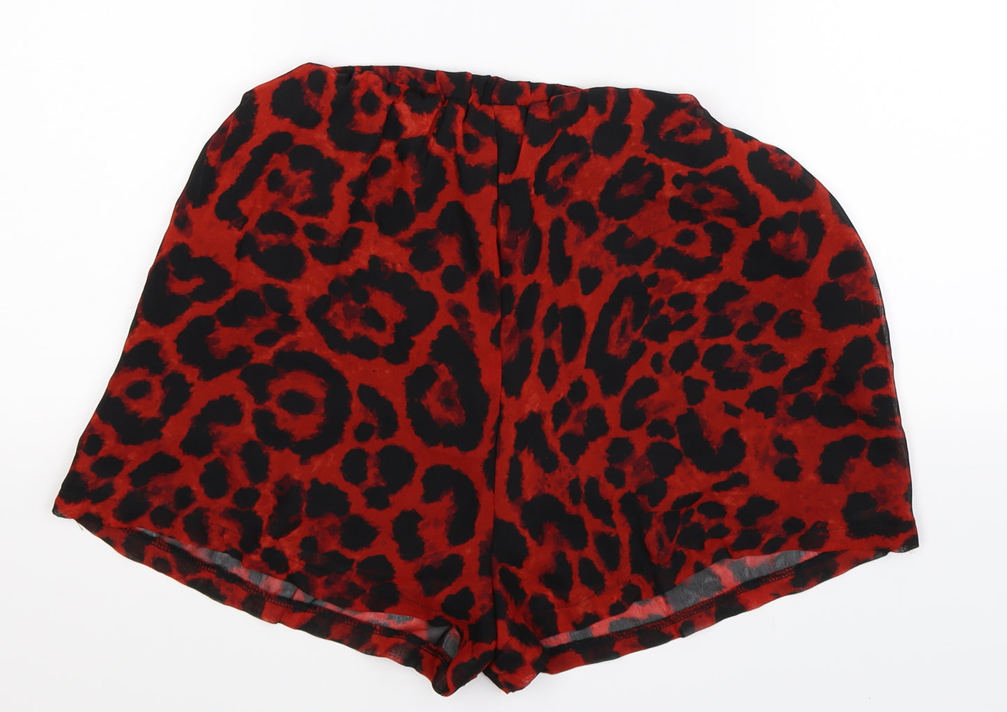 Boohoo Womens Multicoloured Animal Print Satin Hot Pants Shorts Size 10