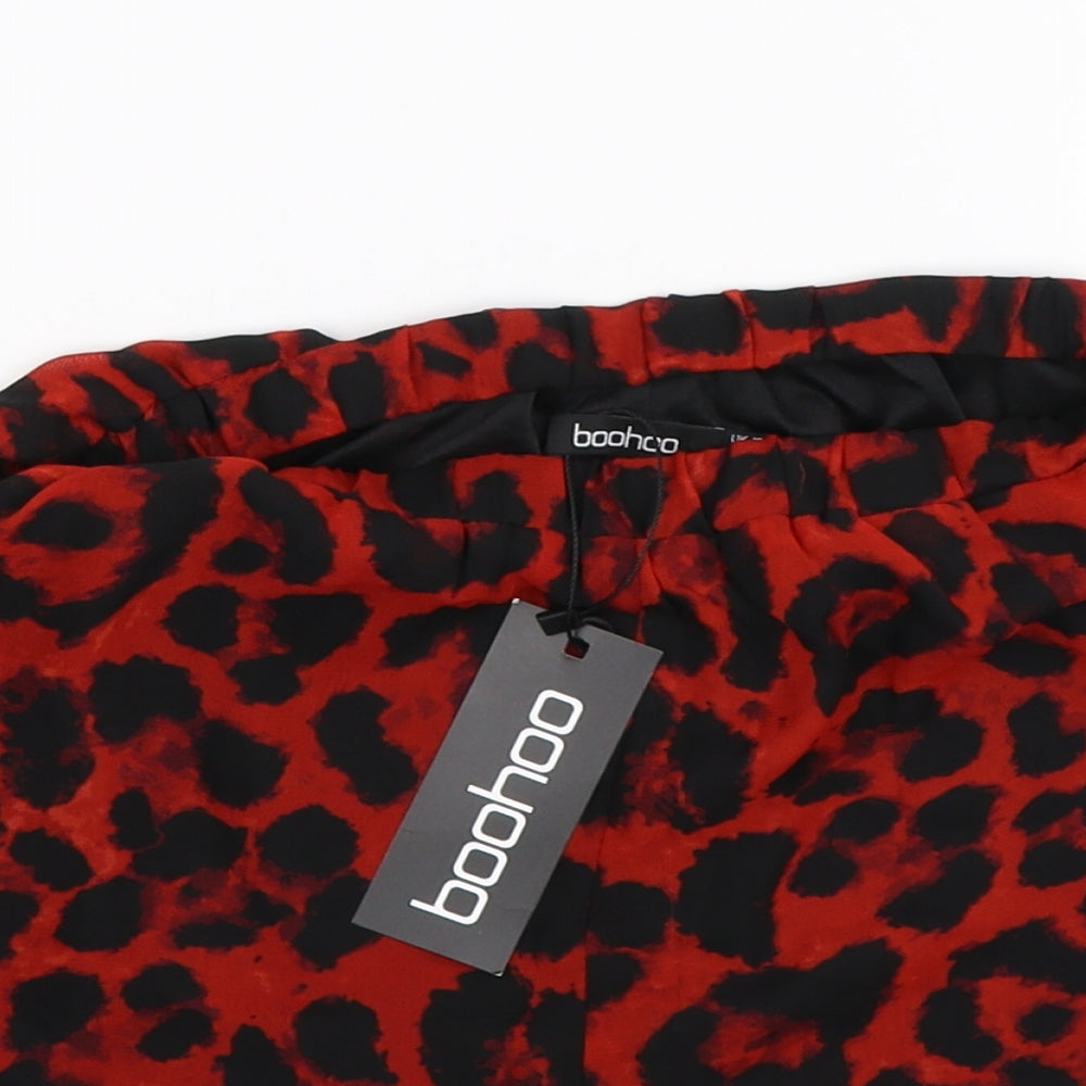 Boohoo Womens Multicoloured Animal Print Satin Hot Pants Shorts Size 10