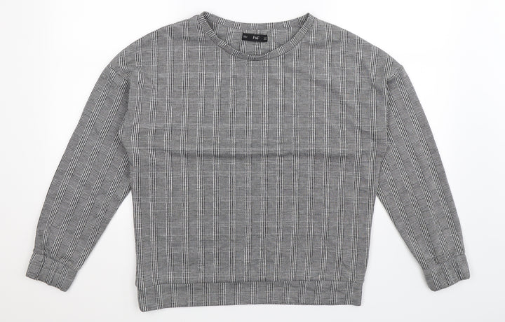 F&F Womens Grey Houndstooth Pullover Sweatshirt Size 10