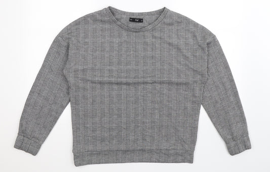 F&F Womens Grey Houndstooth  Pullover Sweatshirt Size 10