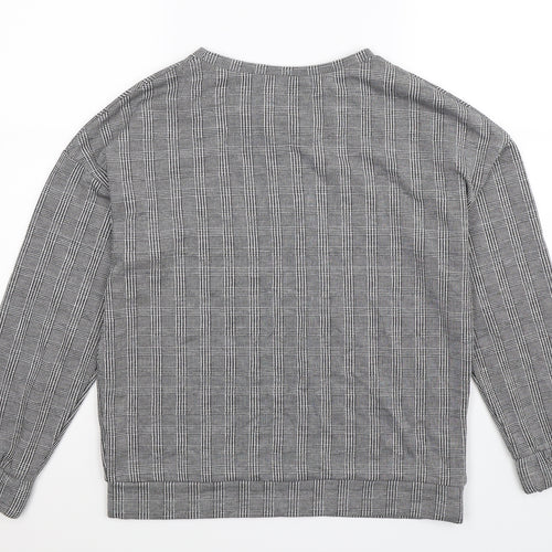 F&F Womens Grey Houndstooth  Pullover Sweatshirt Size 10