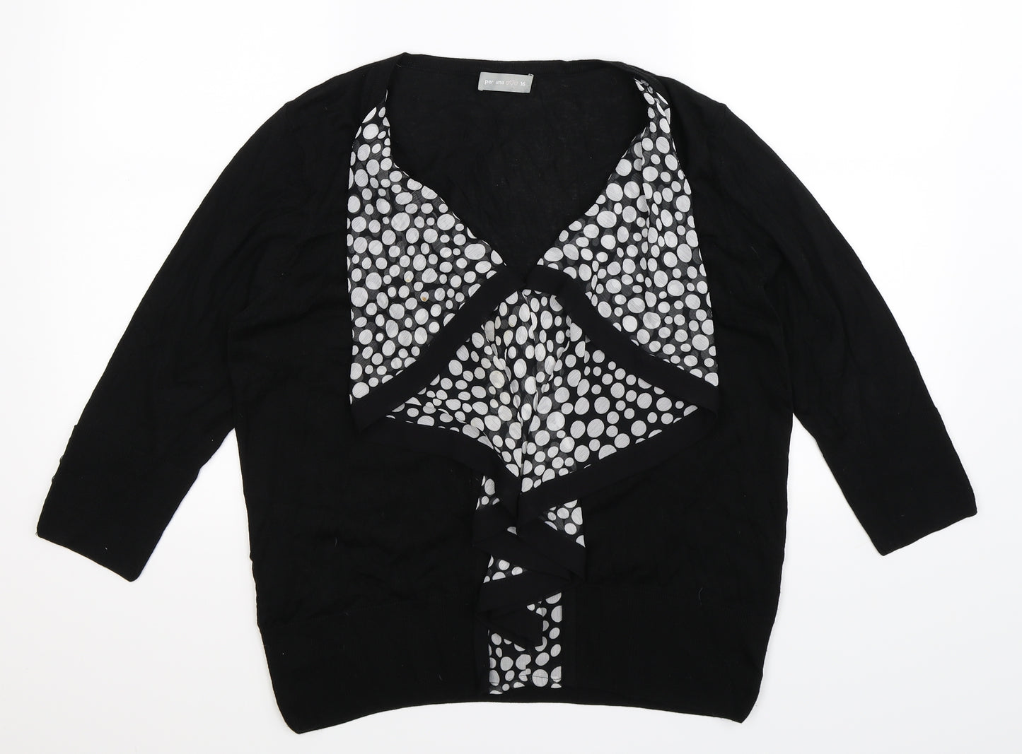Per Una Womens Black Polka Dot Knit Pullover Jumper Size 16