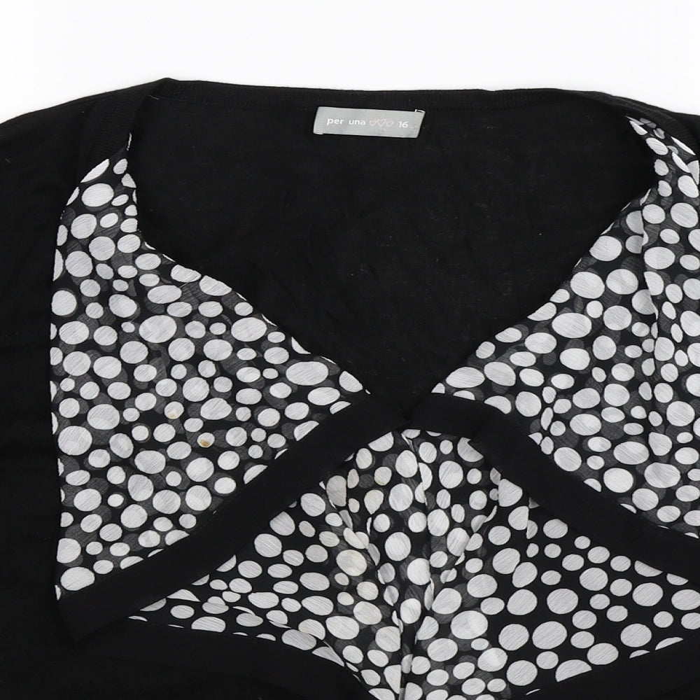 Per Una Womens Black Polka Dot Knit Pullover Jumper Size 16