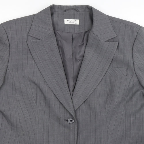 Select Womens Grey Striped  Jacket Suit Jacket Size 16