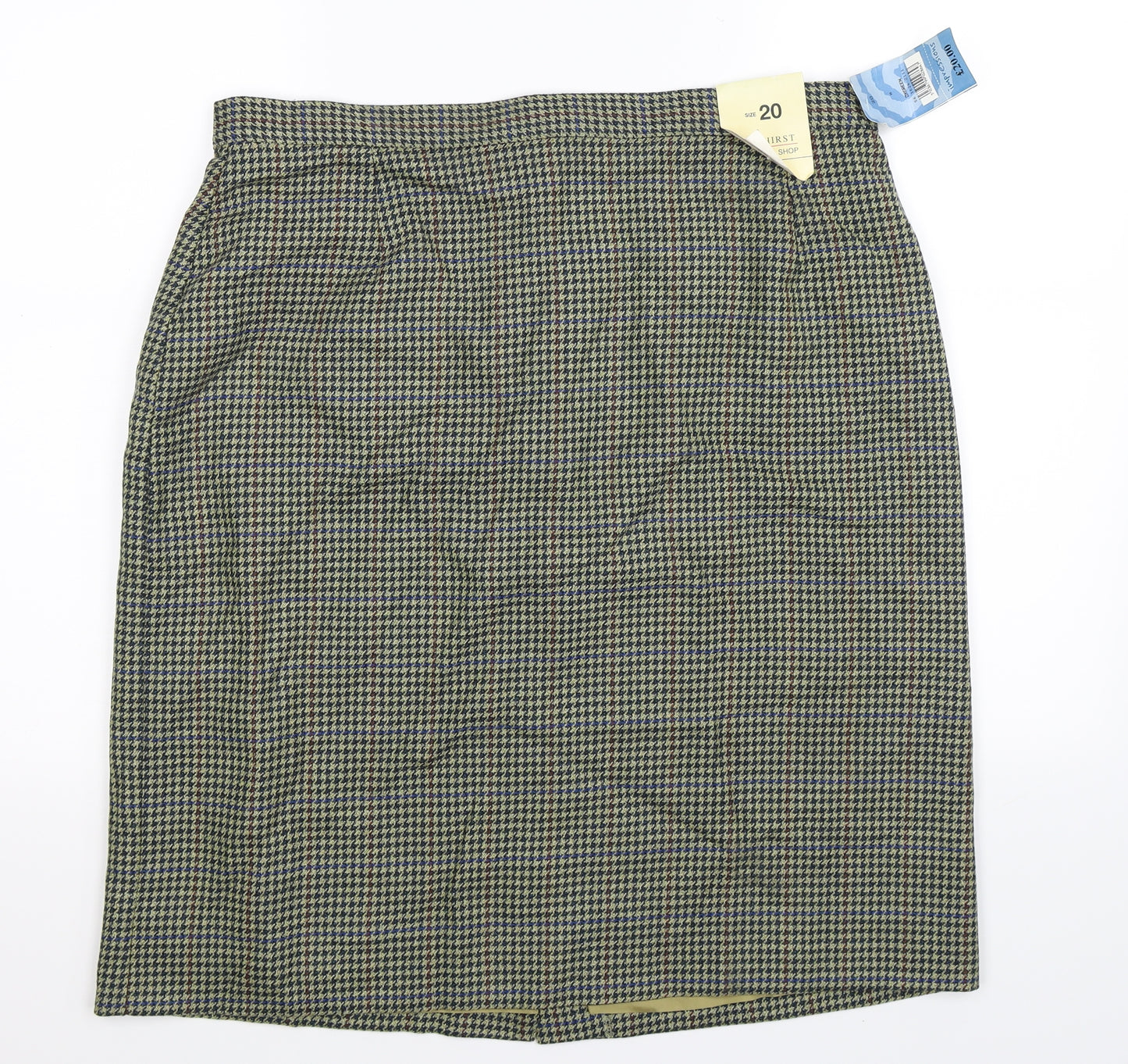 Impressions Womens Green Houndstooth  Straight & Pencil Skirt Size 20