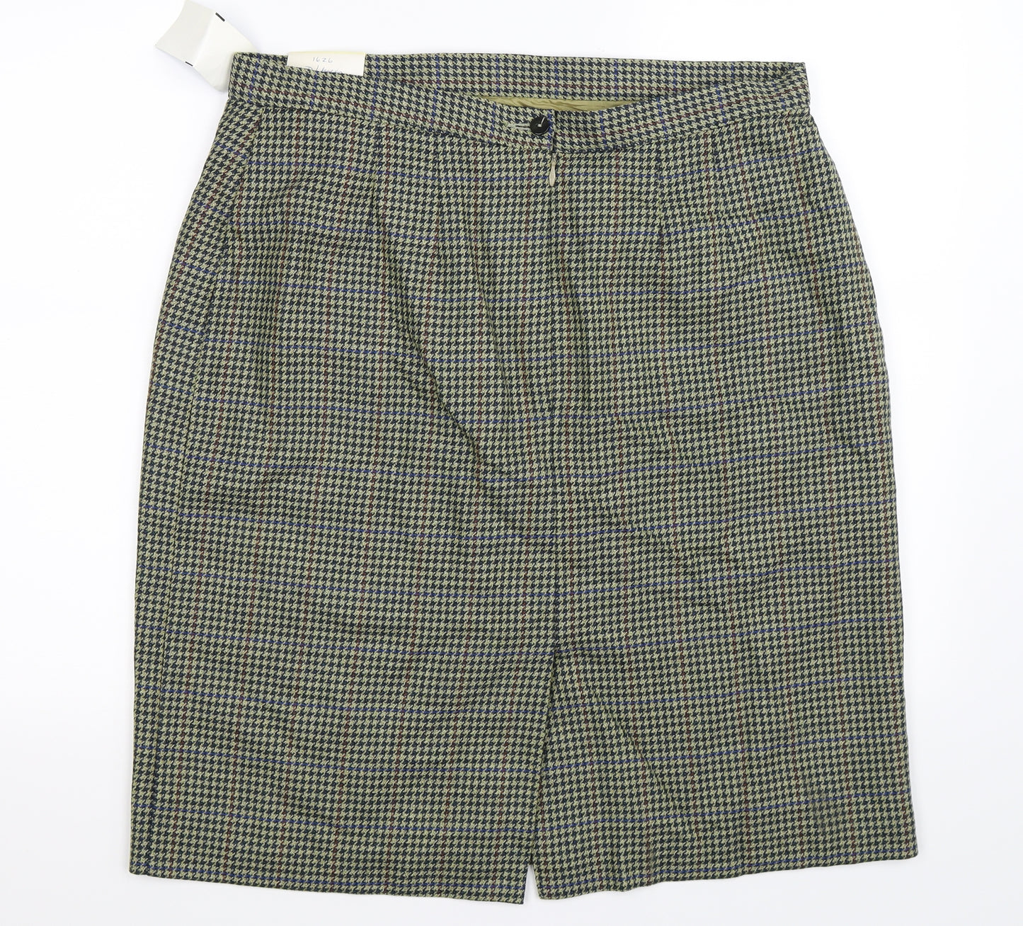 Impressions Womens Green Houndstooth  Straight & Pencil Skirt Size 20