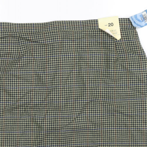 Impressions Womens Green Houndstooth  Straight & Pencil Skirt Size 20