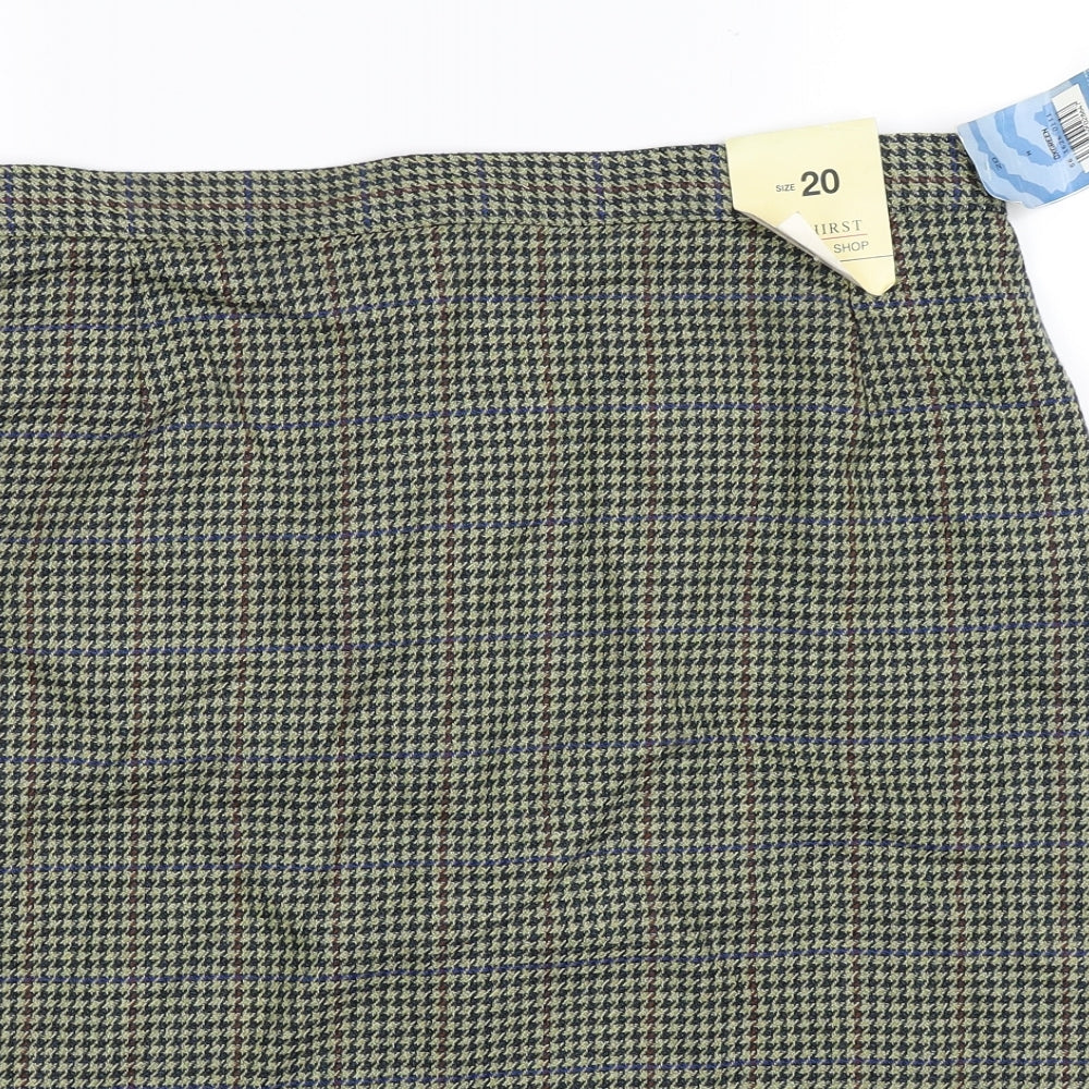 Impressions Womens Green Houndstooth  Straight & Pencil Skirt Size 20
