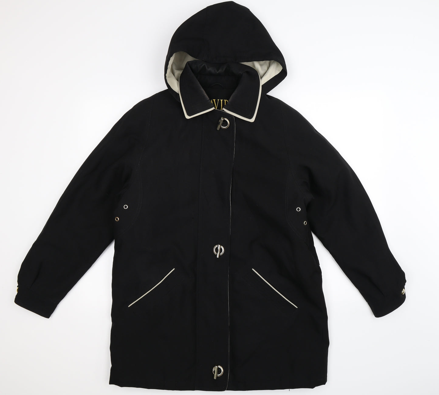 David Barry Womens Black   Overcoat Coat Size 14