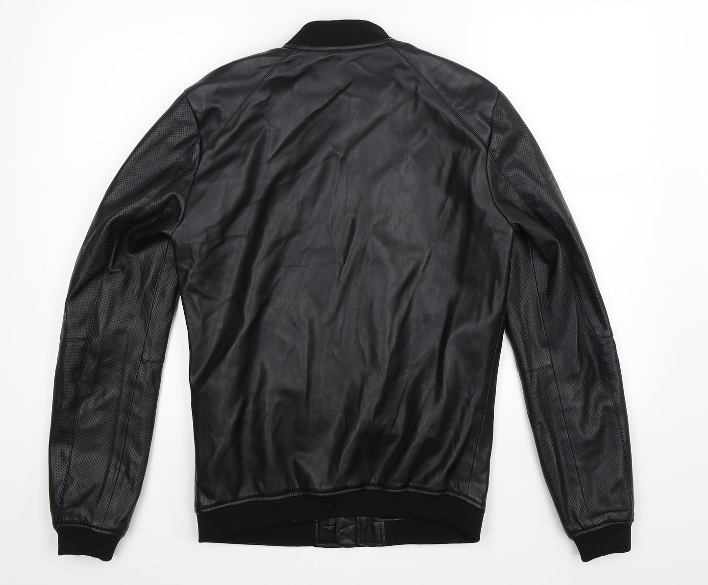 Pull&Bear Mens Black   Bomber Jacket Jacket Size S  - Faux Leather