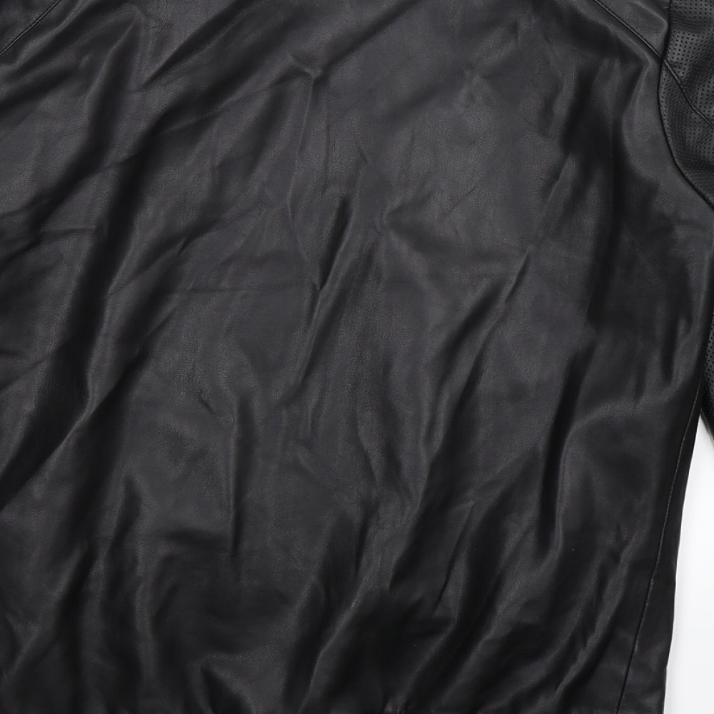 Pull&Bear Mens Black   Bomber Jacket Jacket Size S  - Faux Leather