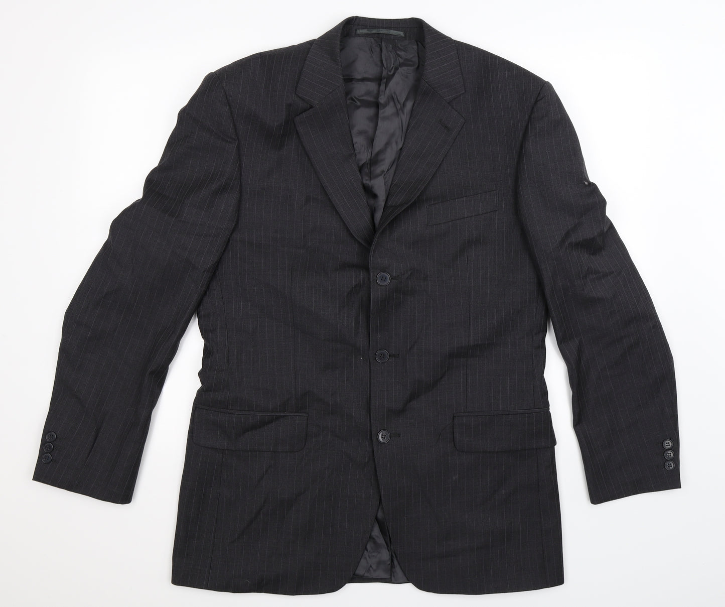 Karl Jackson Mens Black Striped  Jacket Suit Jacket Size 40