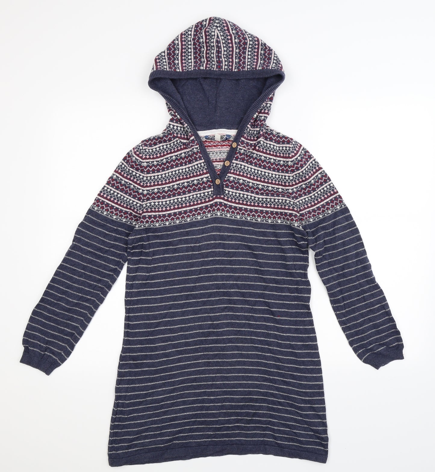 Fat Face Girls Blue Striped Knit Jumper Dress  Size 12-13 Years