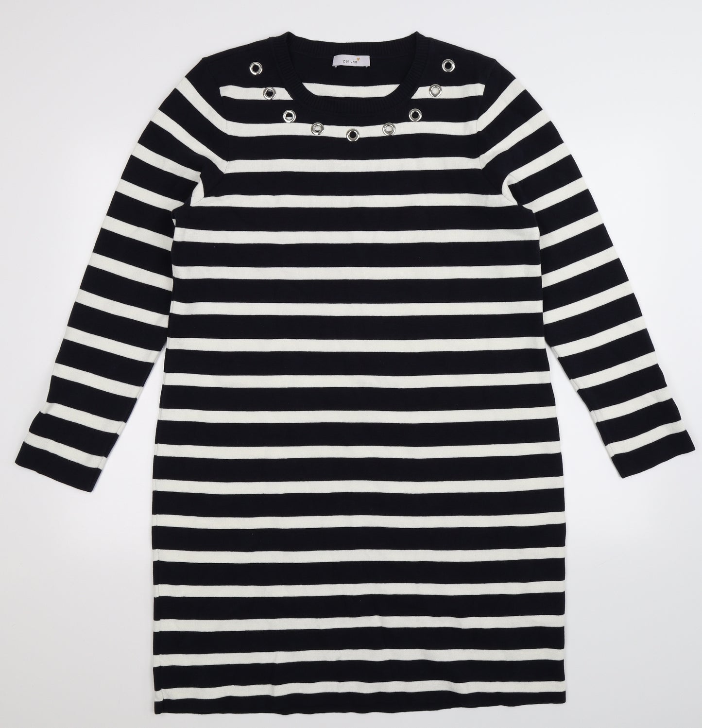 Per Una Womens Blue Striped Knit Jumper Dress  Size 16