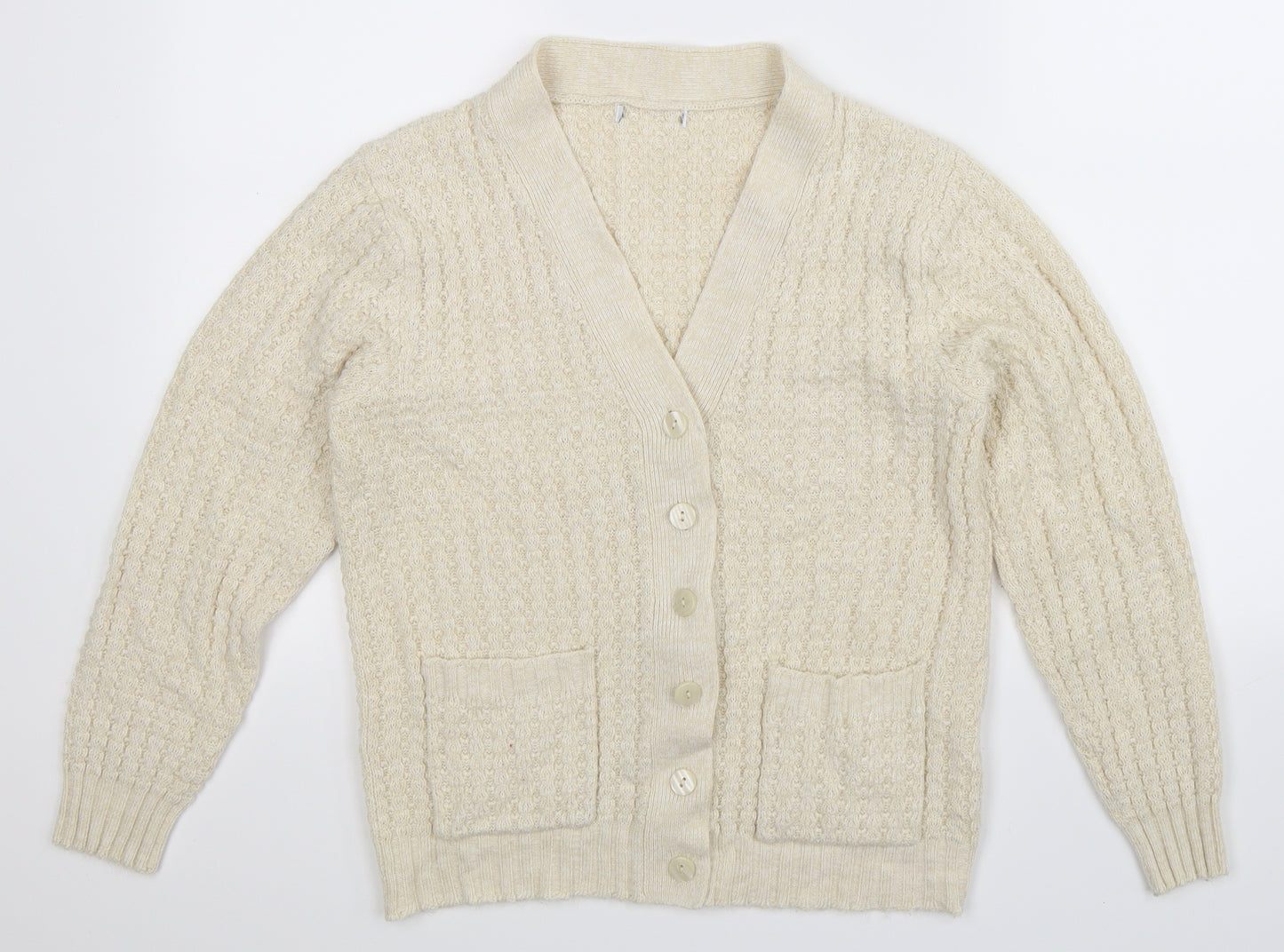 Preworn Womens Beige  Knit Cardigan Jumper Size 12