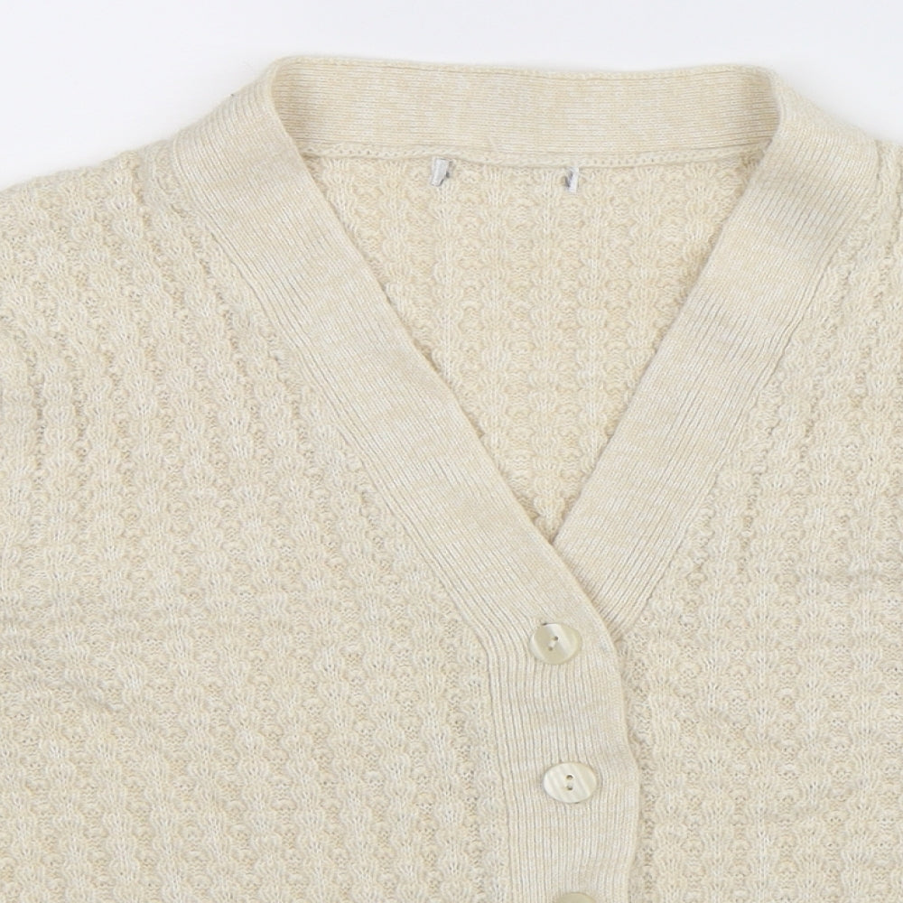 Preworn Womens Beige  Knit Cardigan Jumper Size 12