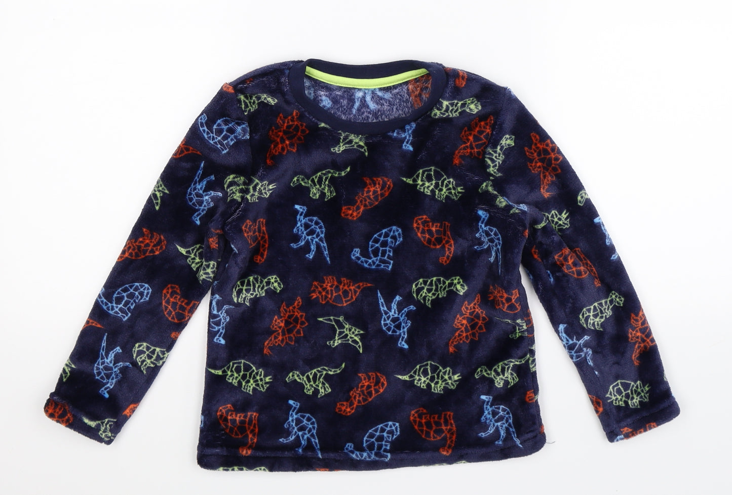 Nutmeg Boys Blue Solid Fleece  Pyjama Top Size 4-5 Years