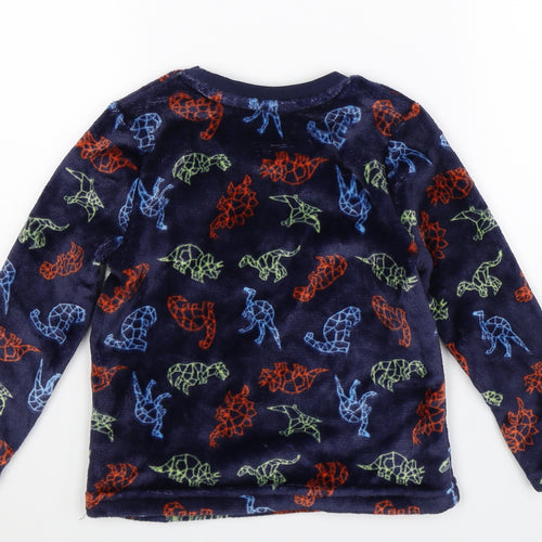 Nutmeg Boys Blue Solid Fleece  Pyjama Top Size 4-5 Years